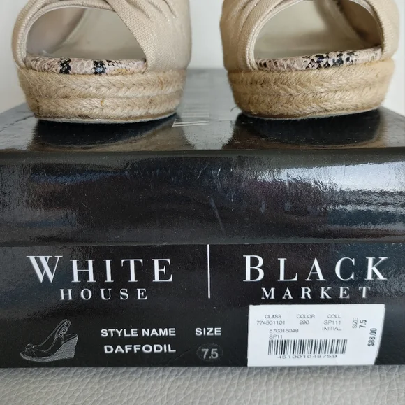 WHBM Daffodil Wedges - Beige with Snake Print Accents - Size 7.5 - Picture 7 of 7